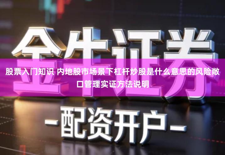 股票入门知识 内地股市场景下杠杆炒股是什么意思的风险敞口管理实证方法说明
